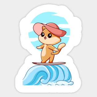 Funny Cat Beach Kawaii Cartoon Animals Sticker